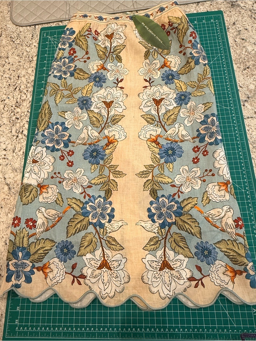 NWT FARM Rio Garden Scarf Blue Linen Midi Skirt S - Picture 4 of 16